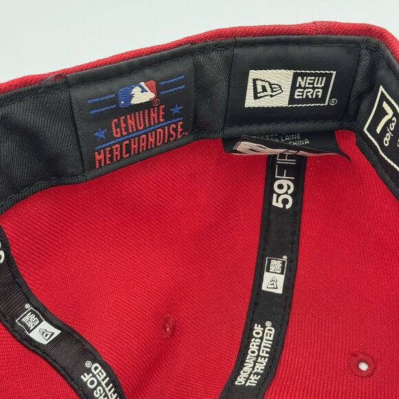 SF Giants Hat 7 3/8 Red Black 59FIFTY Fitted Big Logo New Era Cap **Flawed** - Picture 8 of 10